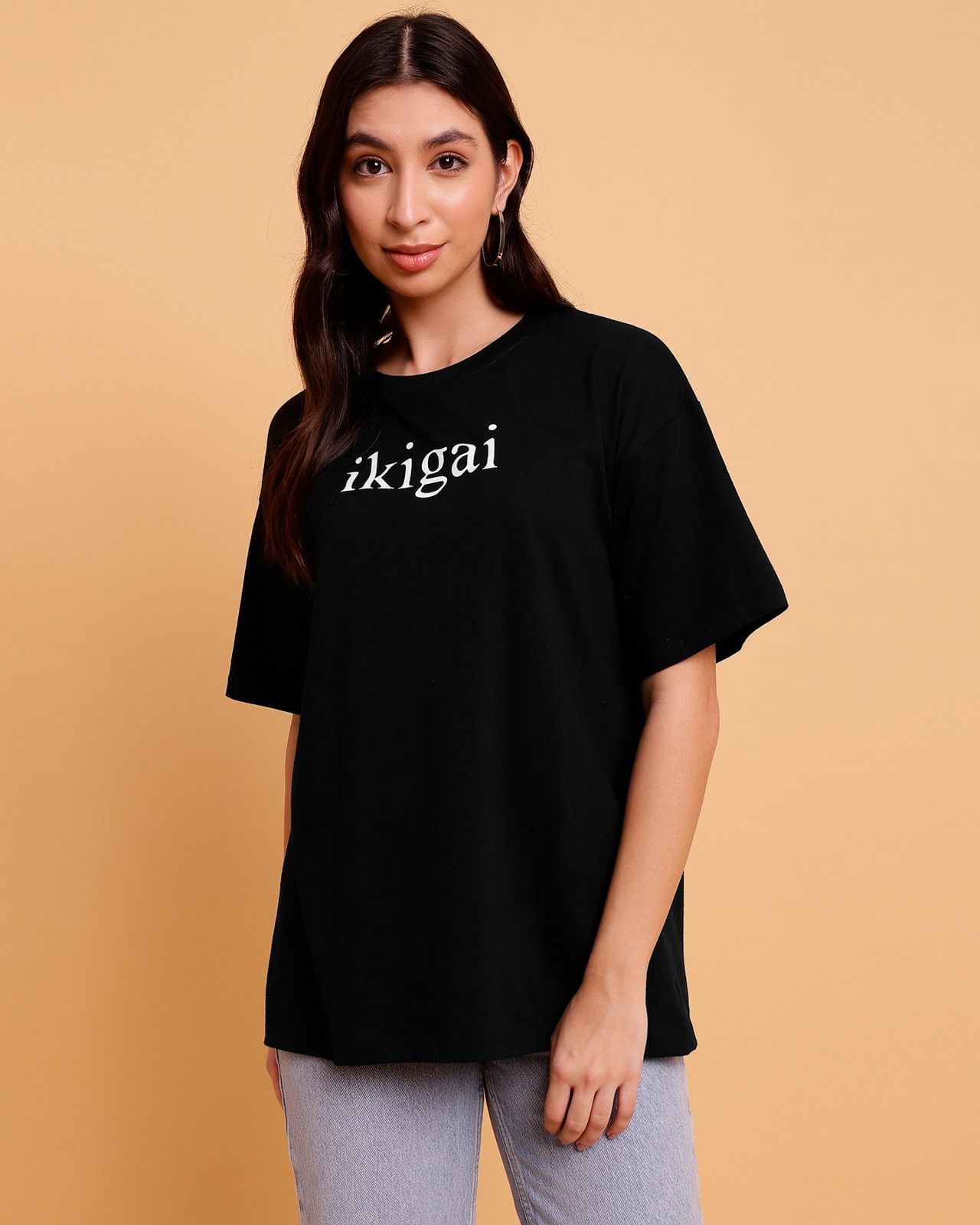 Black Ikigai Graphic Oversize TShirt